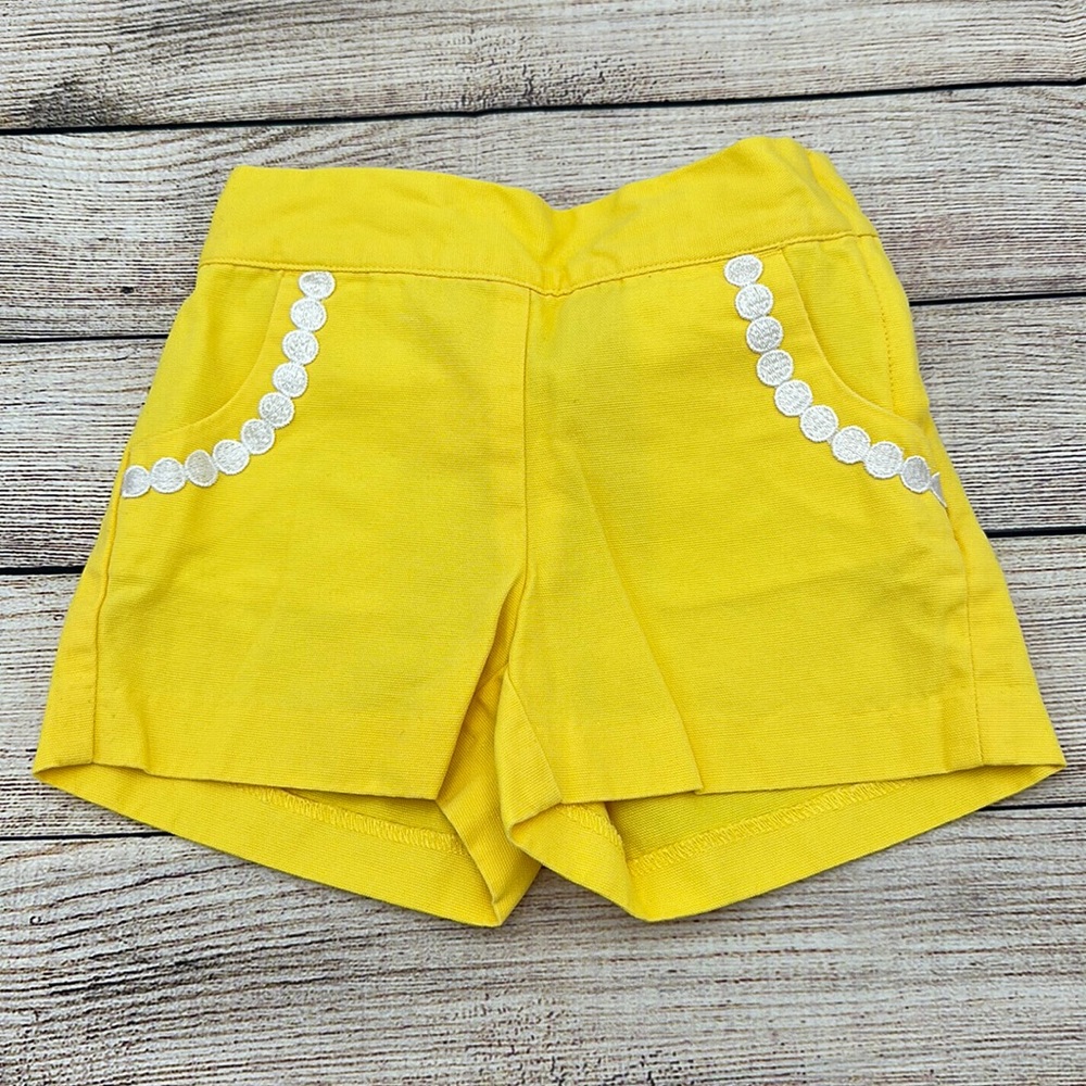 Janie and Jack Yellow with White Detail Adjustable waist Shorts Girls Si…